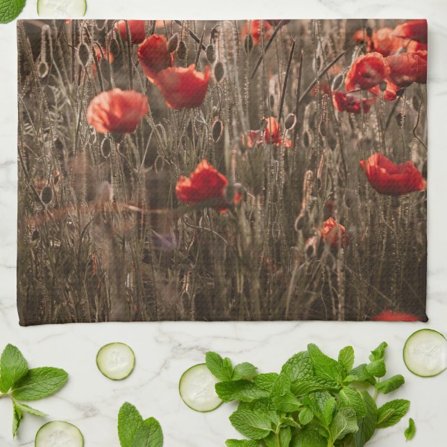 beautiful poppy flowers kitchen towel (Folded)
