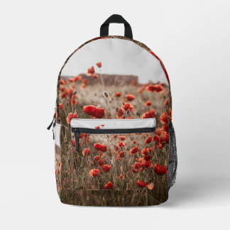beautiful poppy flowers printed backpack