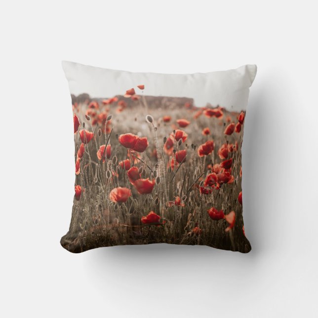 beautiful poppy flowers throw pillow (Front)