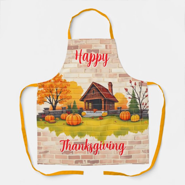 Beautiful Popular Happy Thanksgiving Fall Apron (Front)