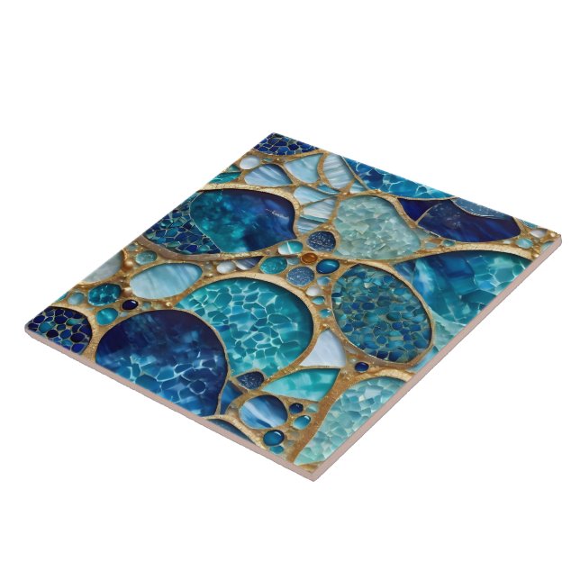 Beautiful Popular Ocean Blue Gold Collection Tile (Side)