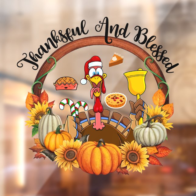 Beautiful Popular Thanksgiving Autumn Collection Window Cling (Sheet 2)