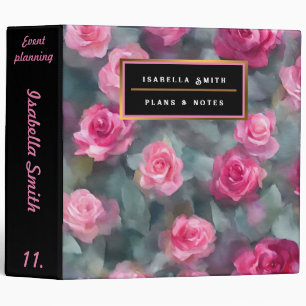 Beautiful Popular Watercolor Pink Roses Collection Binder