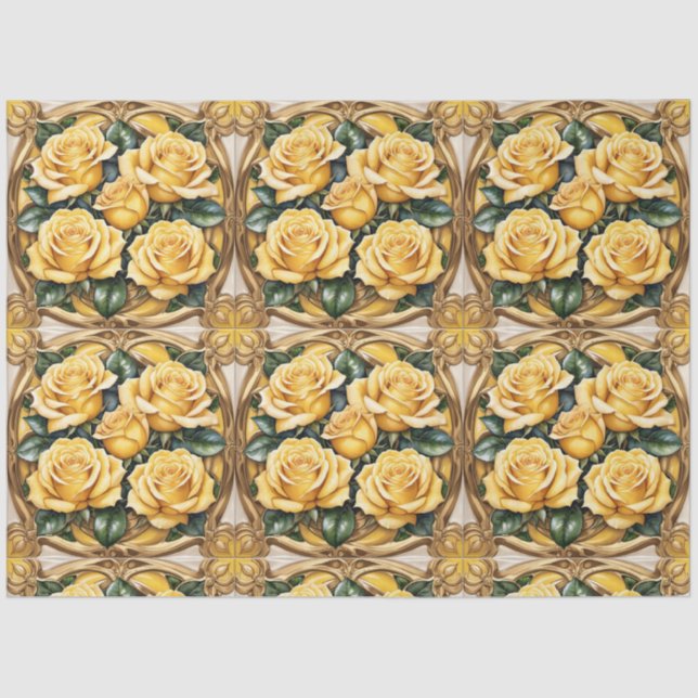 Beautiful Popular Yellow Rose Collection Tissue Paper (Front)