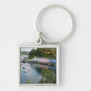 Beautiful port and sailboats with reflections in 2 keychain