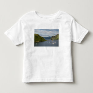 Beautiful port and sailboats with reflections in toddler t-shirt