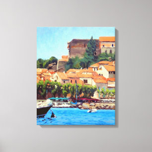 Beautiful Port of Collioure in Blue Green Orange Canvas Print