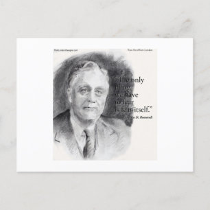 Beautiful Portrait Of FDR & Fear Itself Quote  Postcard