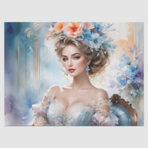 Beautiful Portrait Woman Decoupage Furniture Tissue Paper