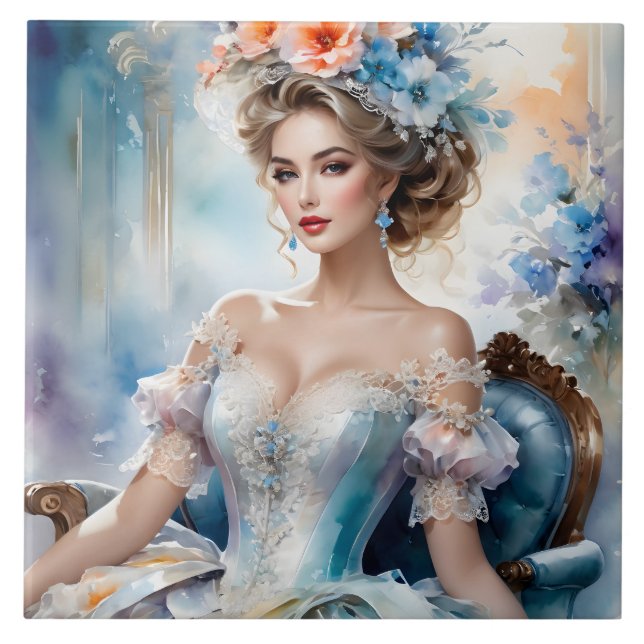 Beautiful Portrait Woman Tile (Front)