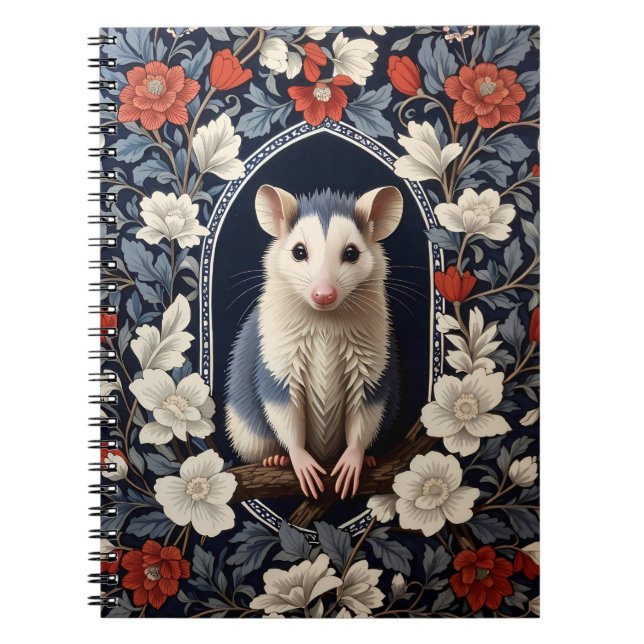 Beautiful Possum William Morris Inspired Floral Notebook (Front)