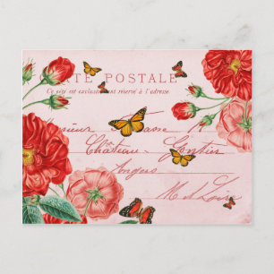 Beautiful postcard with flowers and butterflies