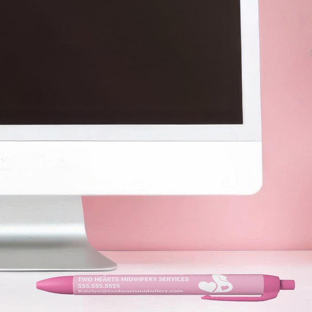 Beautiful Pregnancy Midwife Business Pink Black Ink Pen (Creator Uploaded)
