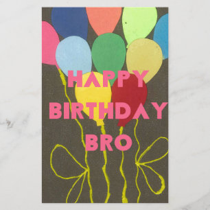Beautiful Pretty Uniquely Happy Birthday Bro Stationery