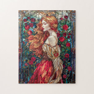 Beautiful Princess Among Roses Jigsaw Puzzle