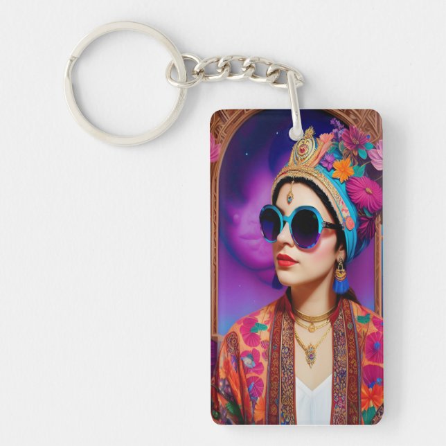 Beautiful princess with sunglasses keychain (Front)