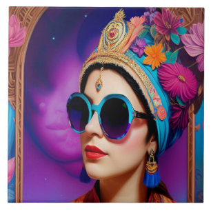 Beautiful princess with sunglasses tile