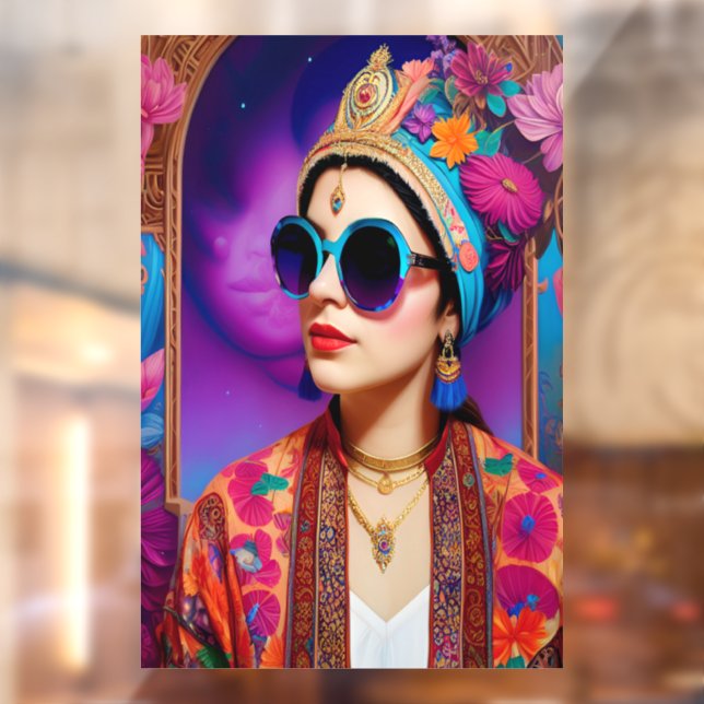 Beautiful princess with sunglasses window cling (Sheet 2)