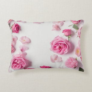 beautiful print with delicate pink flowers roses accent pillow