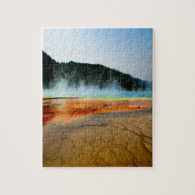 Beautiful prismatic lake and steam in Yellowstone Jigsaw Puzzle (Vertical)