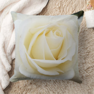 Beautiful pristine white rose photo polyester throw pillow