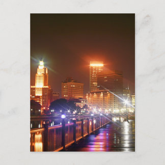 Beautiful Providence, RI city at night - WOW! Postcard