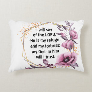 Beautiful Psalm 91 Floral Accent Pillow