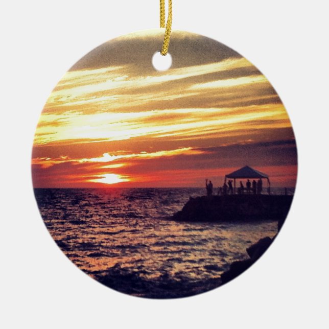 Beautiful Puerto Vallarta Sunset Ceramic Ornament (Front)