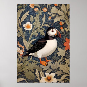 Beautiful Puffin William Morris Inspired Poster