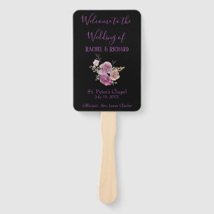 Beautiful purple and black wedding program hand fan