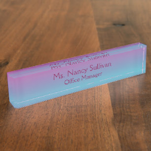 Beautiful purple and blue ombre desk name plate