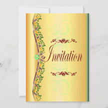 Beautiful purple and green in gold Invitation