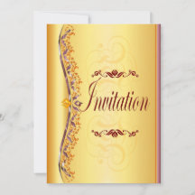 Beautiful purple and orange in gold Invitation