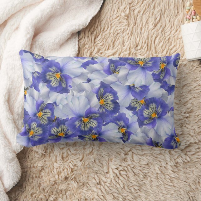 Beautiful Purple and Violet Pansy Flowers  Lumbar Pillow (Blanket)