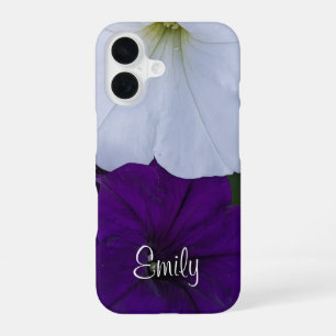 Beautiful Purple and White Flowers Photo Name iPhone 16 Case