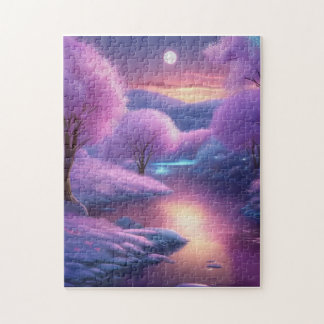 Beautiful Purple Backdrop on a Winter Night Jigsaw Puzzle