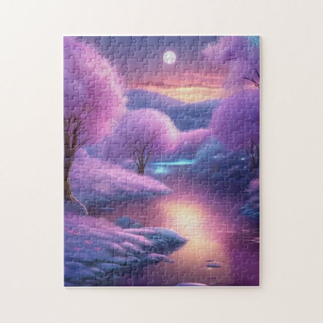 Beautiful Purple Backdrop on a Winter Night Jigsaw Puzzle (Vertical)