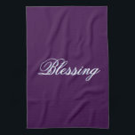 Beautiful Purple Blessing Kitchen Towel<br><div class="desc">Dark purple kitchen tea towel. The text can be personalized to any colour and any message,   and or text is removable.</div>