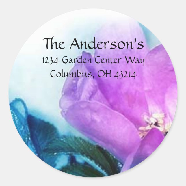 Beautiful Purple & Blue Flower Address Labels (Front)