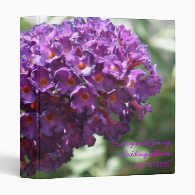 Beautiful Purple Buddleia Flowers Wedding Album Binder (Front/Spine)