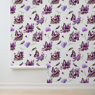 Beautiful Purple Butterflies   Hydrangeas Floral  Wallpaper