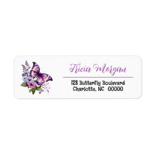 Beautiful Purple Butterfly Floral Adresse de retou