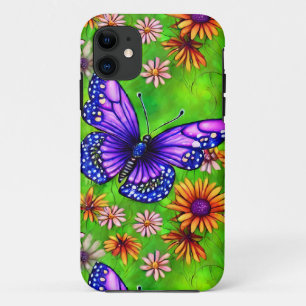 Beautiful Purple Butterfly Flower Meadow iPhone 11 Case