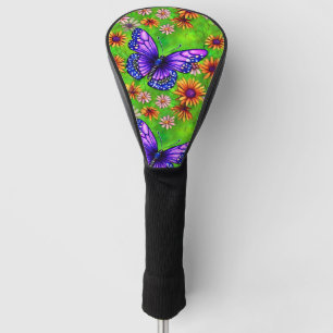 Beautiful Purple Butterfly Flower Meadow Golf Head Cover