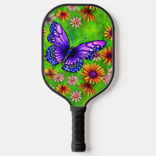 Beautiful Purple Butterfly Flower Meadow Pickleball Paddle