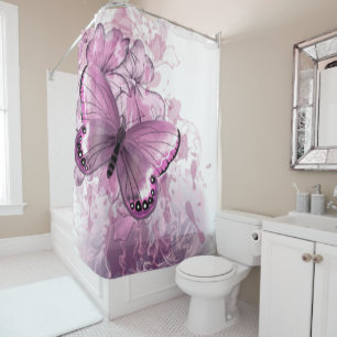 Beautiful purple butterfly shower curtain