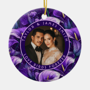 Beautiful Purple Calla Lilies Accent Botanical Wed Ceramic Ornament