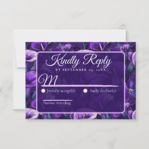 Beautiful Purple Calla Lilies Charm Greenery Weddi RSVP Card