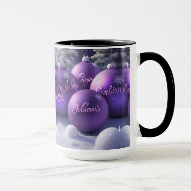 Beautiful Purple Christmas Ornaments Coffee Mug (Right)