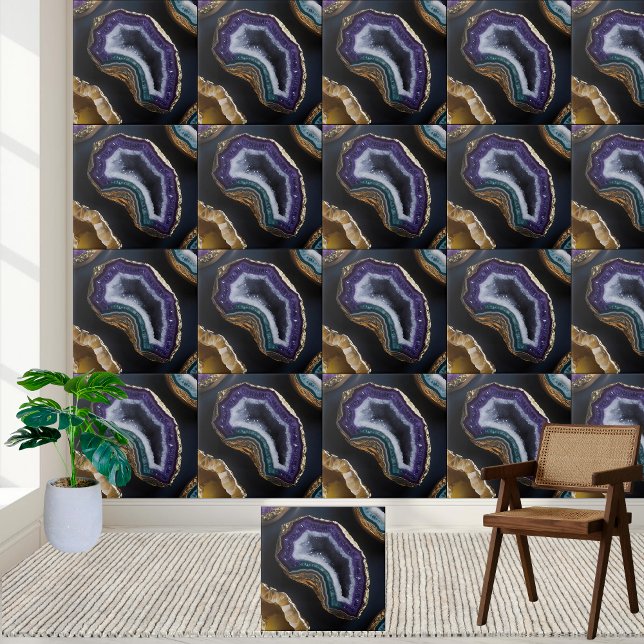 Beautiful Purple Crystals Amethyst Geode Slice Tile (Beautiful Purple Crystals Amethyst Geode Slice Ceramic Tile)